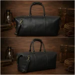 Black Leather 40L Duffle Custom Weekender Bag