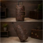 Personalized Leather Duffle Trolley Bag with Wheels