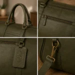Black Leather Duffle Bag for Men - Overnight Holdall - Image 2