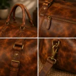 Handmade Leather Travel Duffle Bag - Unique Weekender Bag - Image 2