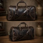 Leather Duffle Bag Men Travel Genuine Gym Luggage