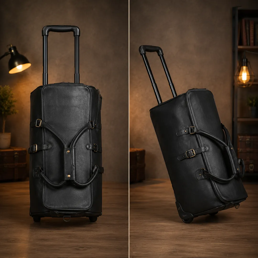Untitled-2026-05-17T202914.806.webp Personalized Black Leather Rolling Suitcase Duffle Bag - Image 1