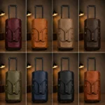 Personalized Black Leather Rolling Suitcase Duffle Bag - Image 3