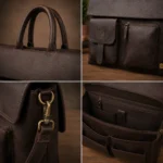 Personalized Travel Leather Messenger Bag - Image 2