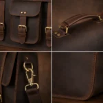 Classic Full Grain Leather Briefcase for Work or Travel Bag - Image 2
