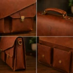 Brown Leather Satchel Messenger Bag - Image 2
