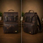 Vintage Brown Leather Laptop Backpack
