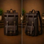 15" Leather Rolltop Backpack for Travel & Laptop Bag
