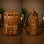 Handcrafted Laptop Backpack - Personalized Leather Roll top