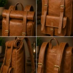Handcrafted Laptop Backpack - Personalized Leather Roll top - Image 2