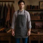 Bram Rustic Charcoal Goatskin Suede Apron