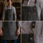 Bram Rustic Charcoal Goatskin Suede Apron - Image 2
