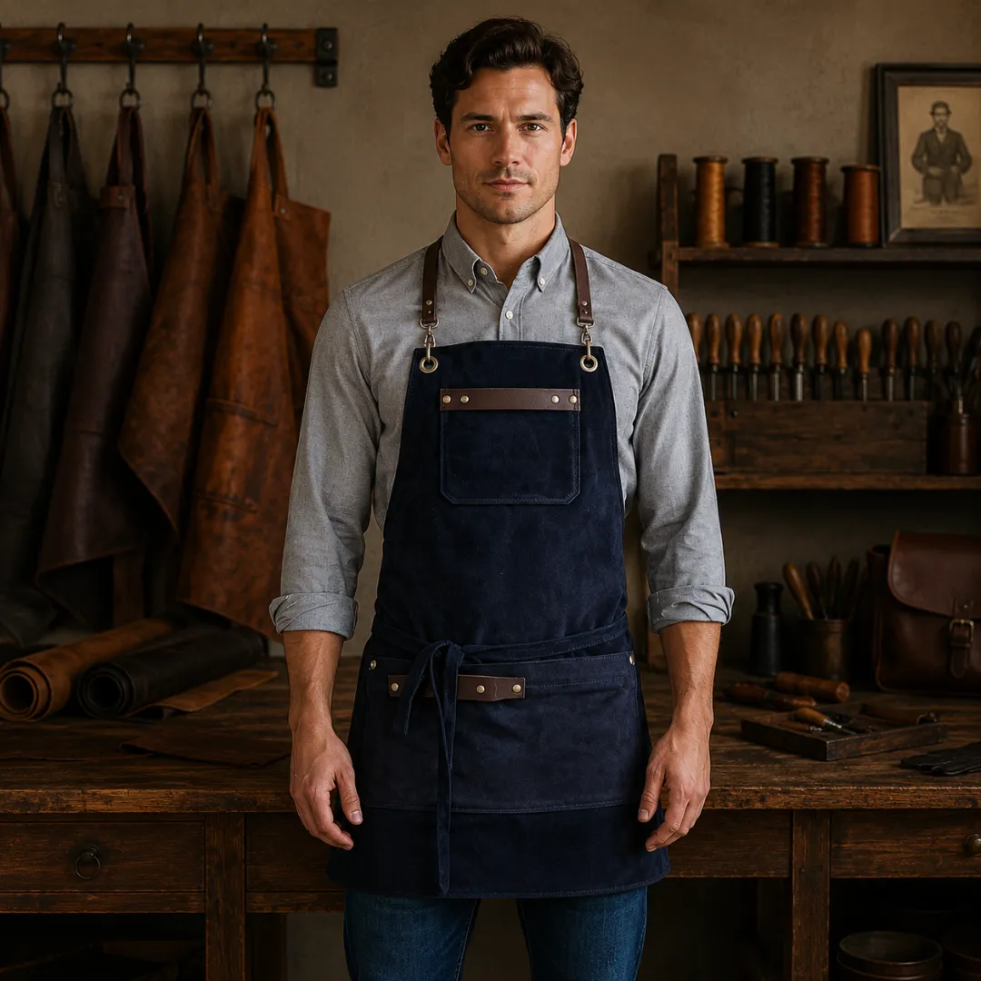 Untitled-2026-05-23T222615.111.webp Foster Tailored Navy Goatskin Suede Apron - Image 1