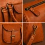 Leather Overnight Bag Vintage Luggage Travel Weekender Duffel - Image 2