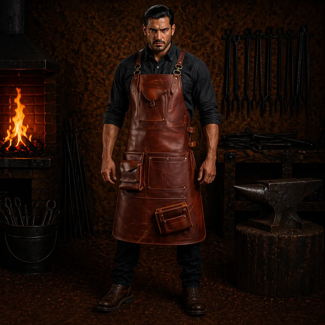 Untitled-69.webp Ultimate Pro Blacksmith Crazy Horse Leather Apron - Image 1
