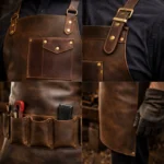 Oakwood Classic Crazy Horse Leather Apron Grey - Image 2