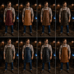 Reid 2 Pockets Navy Crazyhorse Leather Apron - Image 3