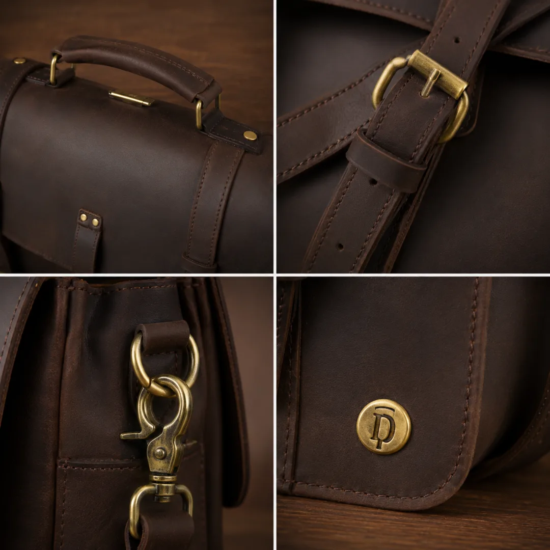 Custom 15” Leather Laptop Messenger Bag - Image 2