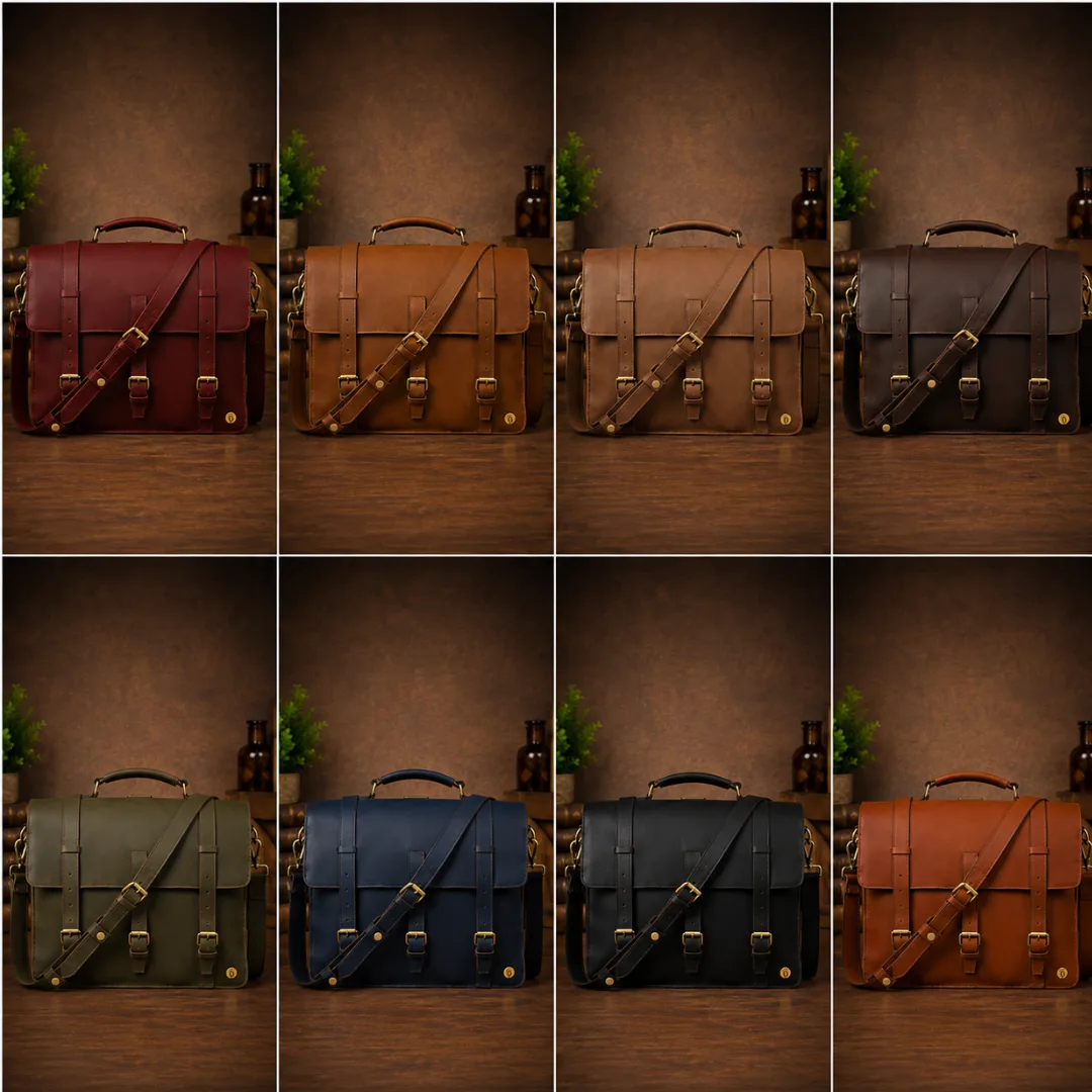 Custom 15” Leather Laptop Messenger Bag - Image 3