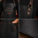Valentine Day Gift Black Leather Apron for Men - Image 2