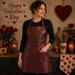 Valentine Day Gift Premium Burgundy Genuine Leather Apron