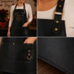 Valentine Day Gift Black Leather Apron for Women - Image 2