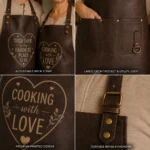Valentine's Day Couple Genuine Leather Apron Set - Image 2