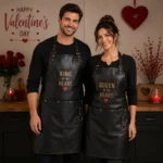 Valentine Day Gift Couple Leather Apron Set