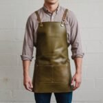 Ellis 1 Pocket Olive Green Crazyhorse Leather Apron