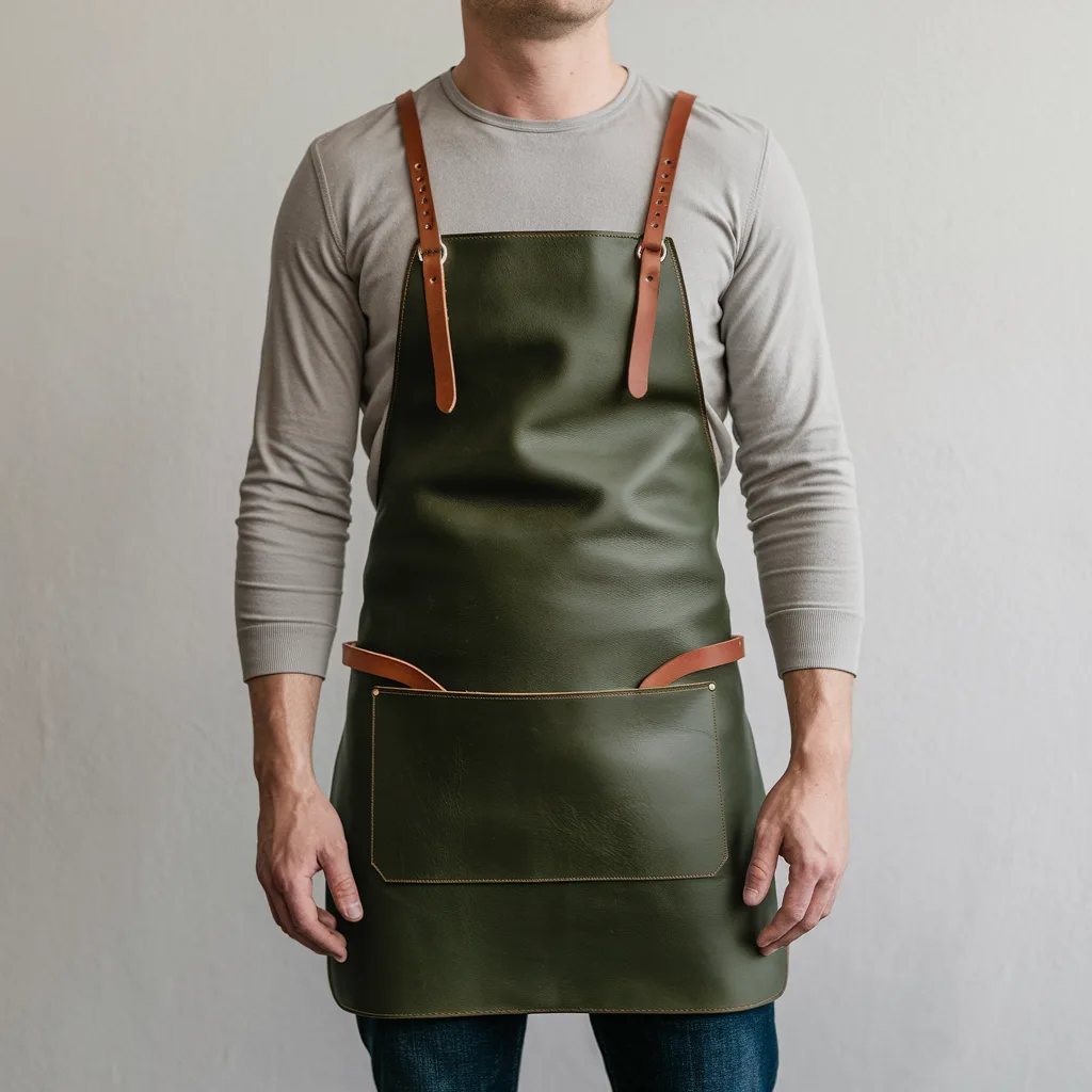 Mason 1 Pocket Green Crazyhorse Leather Apron - Image 1
