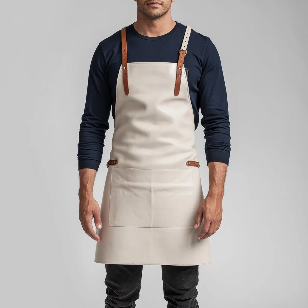 Nash 1 Pocket White Crazyhorse Leather Apron - Image 1