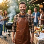Happy Father's Day Premium Leather BBQ Apron – Best Dad Grilling Apron | Genuine Leather Gift for Dad