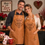 Valentine's Day Couple Genuine Leather Apron Set